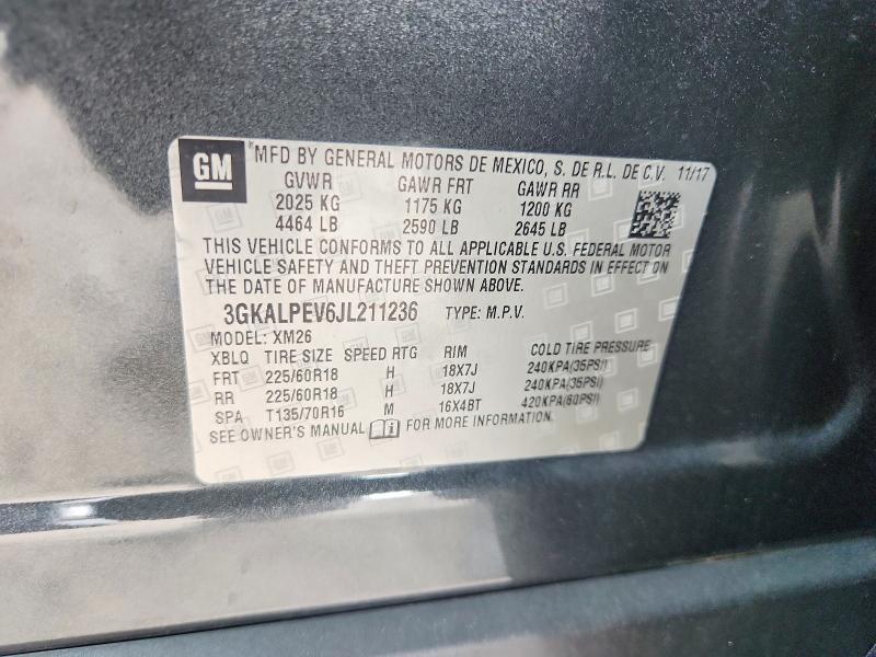 2018 Gmc Terrain მანქანა იყიდება აუქციონზე, vin: 3GKALPEV6JL211236, აუქციონის ნომერი: 58324296