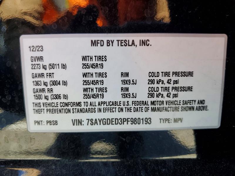 Aukcja sprzedaży 2023 Tesla Model Y, vin: 7SAYGDED3PF980193, numer aukcji: 59158856