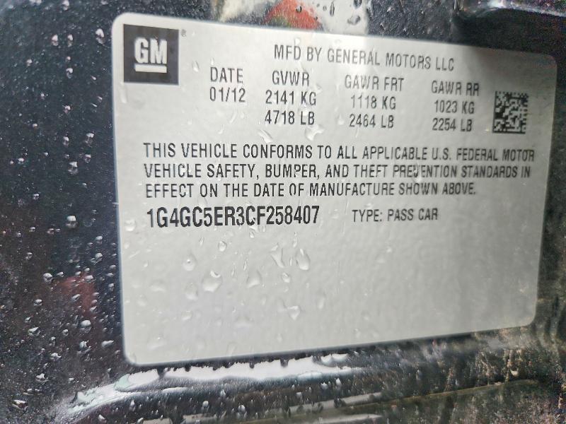 Продажа на аукционе авто 2012 Buick Lacrosse, vin: 1G4GC5ER3CF258407, номер лота: 58105886