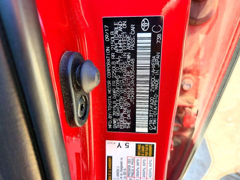 57068826 :رقم المزاد ، JTDKBRFUXH3054448 vin ، 2017 Toyota Prius مزاد بيع