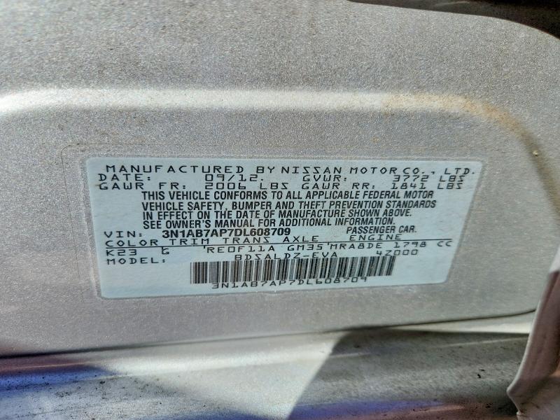 Aukcja sprzedaży 2013 Nissan Sentra, vin: 3N1AB7AP7DL608709, numer aukcji: 56545316