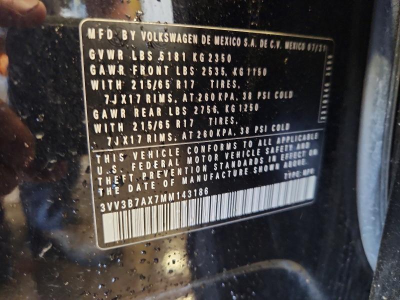 56128266 :رقم المزاد ، 3VV3B7AX7MM143186 vin ، 2021 Volkswagen Tiguan مزاد بيع
