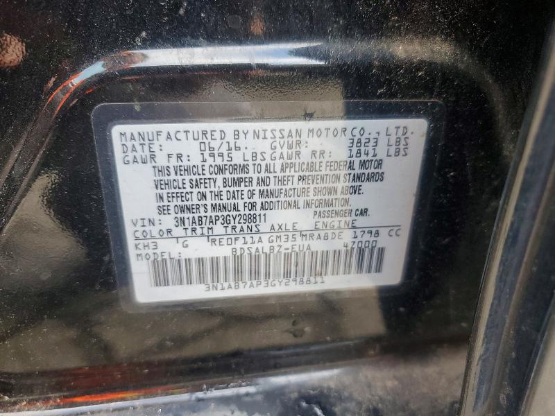 58055236 :رقم المزاد ، 3N1AB7AP3GY298811 vin ، 2016 Nissan Sentra مزاد بيع