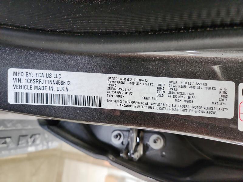 Продажа на аукционе авто 2022 Ram 1500, vin: 1C6SRFJT1NN458612, номер лота: 55069596