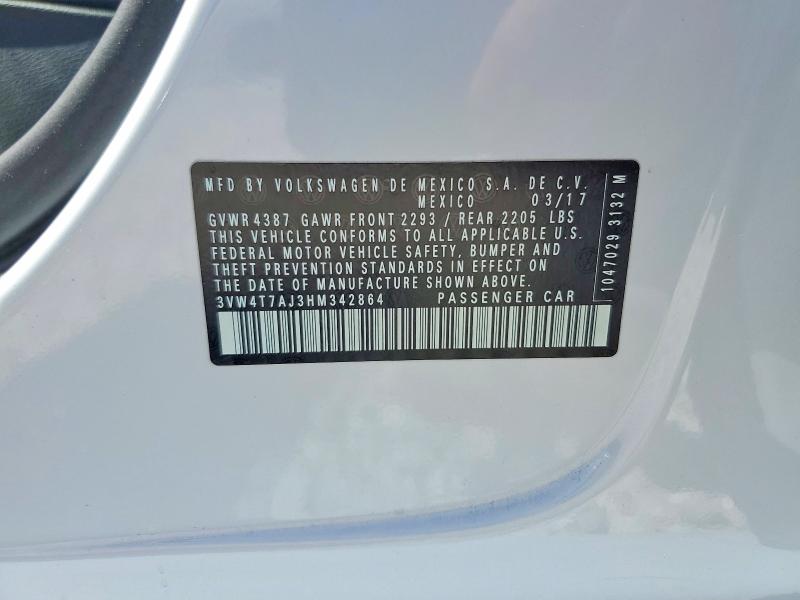 Aukcja sprzedaży 2017 Volkswagen Jetta, vin: 3VW4T7AJ3HM342864, numer aukcji: 57394296