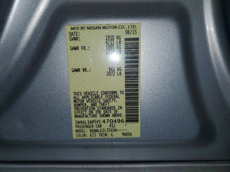 2015 Nissan Altima მანქანა იყიდება აუქციონზე, vin: 1N4AL3AP5FC470496, აუქციონის ნომერი: 55986086