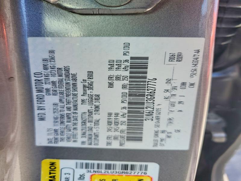Aukcja sprzedaży 2016 Lincoln Mkz, vin: 3LN6L2LU3GR627776, numer aukcji: 59109616