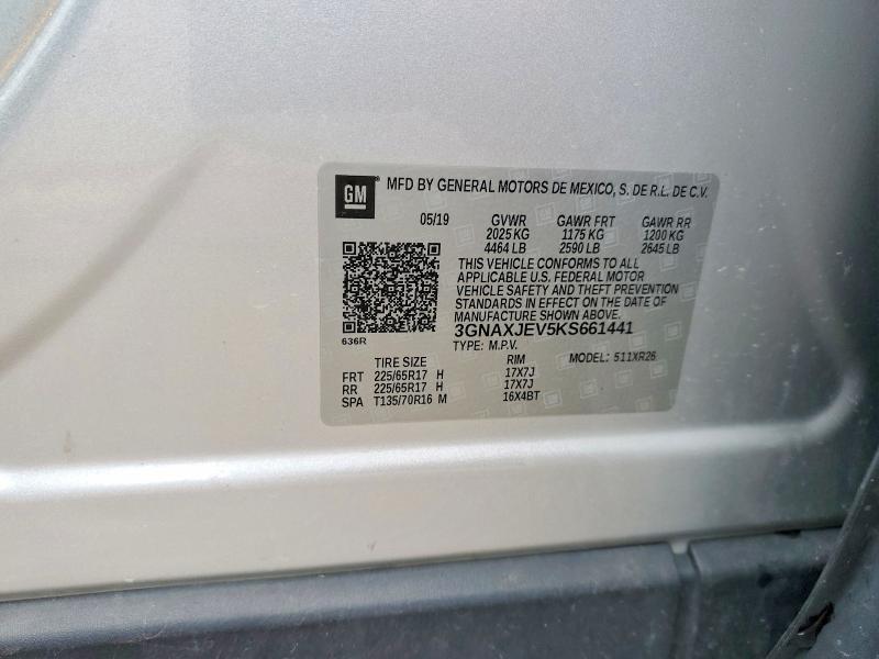 Продажа на аукционе авто 2019 Chevrolet Equinox, vin: 3GNAXJEV5KS661441, номер лота: 56991086