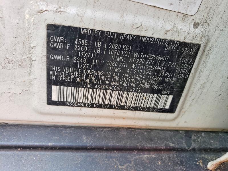 Продаж на аукціоні авто 2012 Subaru Outback, vin: 4S4BRBCC0C3265273, номер лоту: 57870736