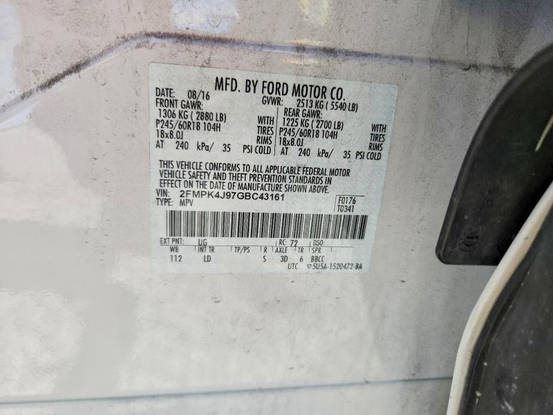 Aukcja sprzedaży 2016 Ford Edge, vin: 2FMPK4J97GBC43161, numer aukcji: 85602905