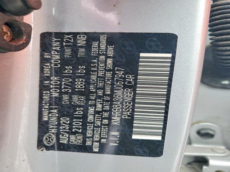 2021 Hyundai Venue მანქანა იყიდება აუქციონზე, vin: KMHRB8A36MU067947, აუქციონის ნომერი: 57897016