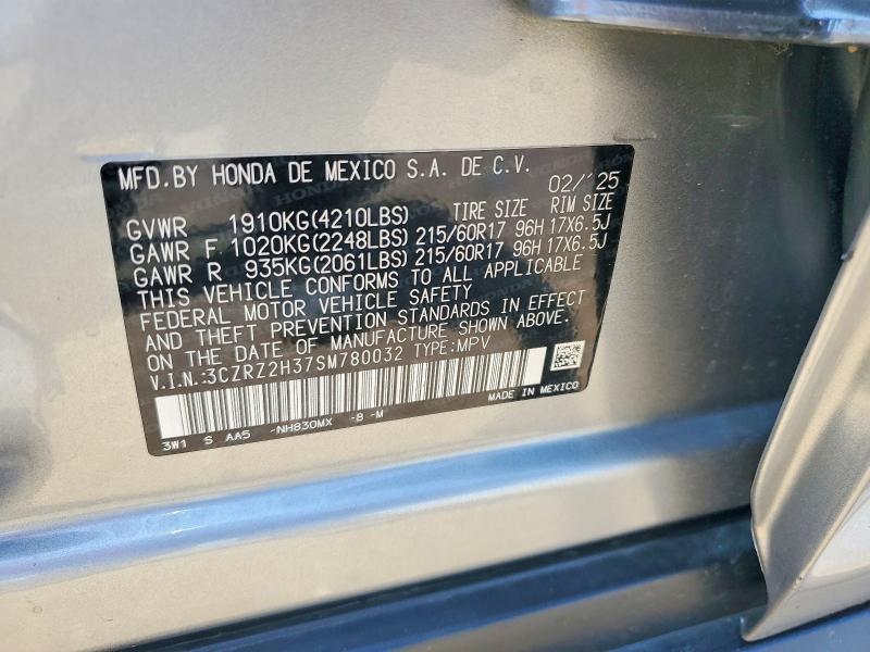 56190116 :رقم المزاد ، 3CZRZ2H37SM780032 vin ، 2025 Honda Hr-v مزاد بيع