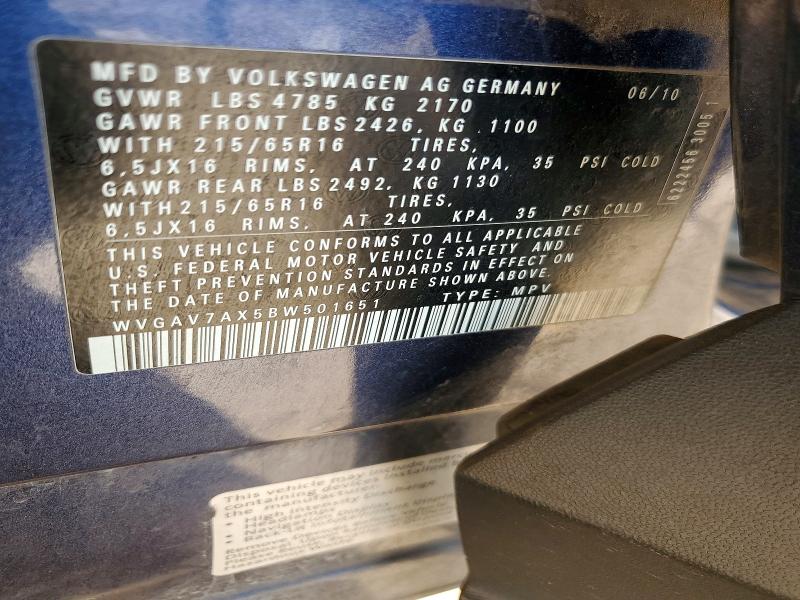 Aukcja sprzedaży 2011 Volkswagen Tiguan, vin: WVGAV7AX5BW501651, numer aukcji: 56459676