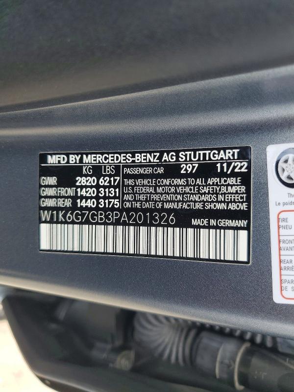 Aukcja sprzedaży 2023 Mercedes-benz S, vin: W1K6G7GB3PA201326, numer aukcji: 59386706