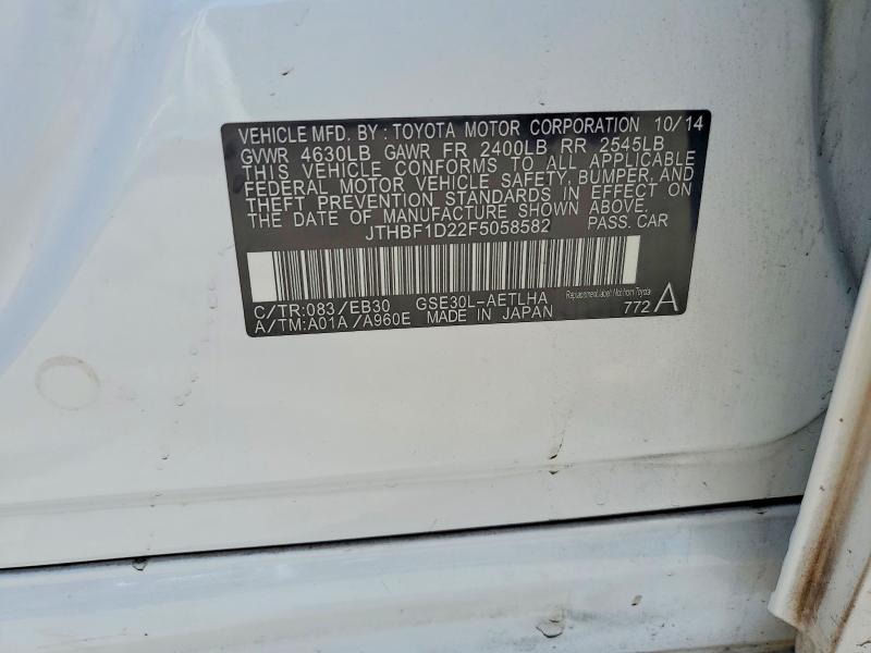 Продажа на аукционе авто 2015 Lexus Is, vin: JTHBF1D22F5058582, номер лота: 55867086