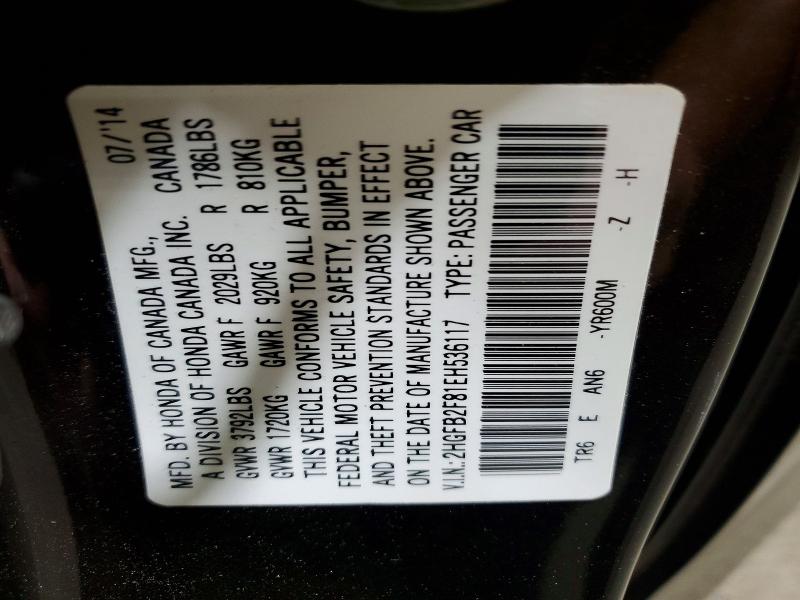 Aukcja sprzedaży 2014 Honda Civic, vin: 2HGFB2F81EH536117, numer aukcji: 59079986