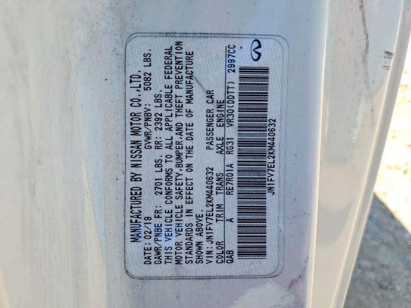 56042316 :رقم المزاد ، JN1FV7EL2KM440632 vin ، 2019 Infiniti Q60 مزاد بيع