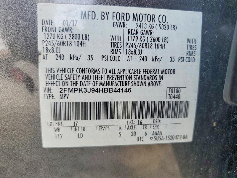 Продажа на аукционе авто 2017 Ford Edge, vin: 2FMPK3J94HBB44146, номер лота: 56837896