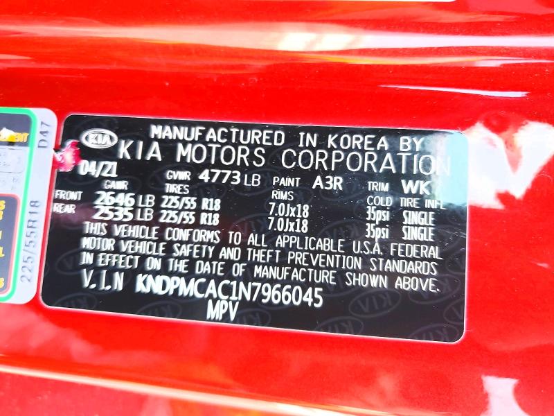 Aukcja sprzedaży 2022 Kia Sportage, vin: KNDPMCAC1N7966045, numer aukcji: 58463236