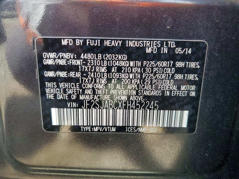 Aukcja sprzedaży 2015 Subaru Forester, vin: JF2SJABCXFH452245, numer aukcji: 57058116