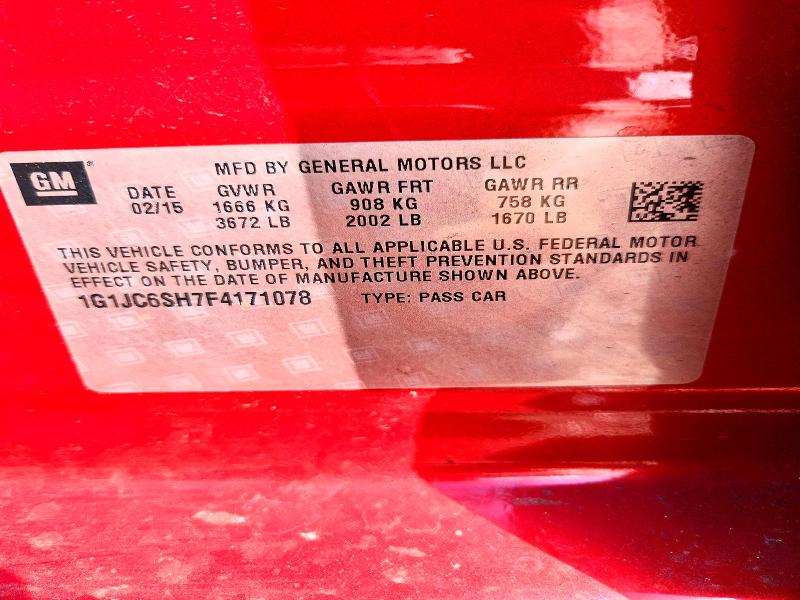 Aukcja sprzedaży 2015 Chevrolet Sonic, vin: 1G1JC6SH7F4171078, numer aukcji: 59175846