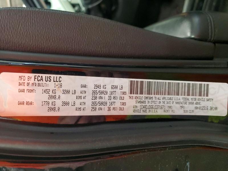 Aukcja sprzedaży 2018 Dodge Durango, vin: 1C4RDJDG6JC271671, numer aukcji: 57162256
