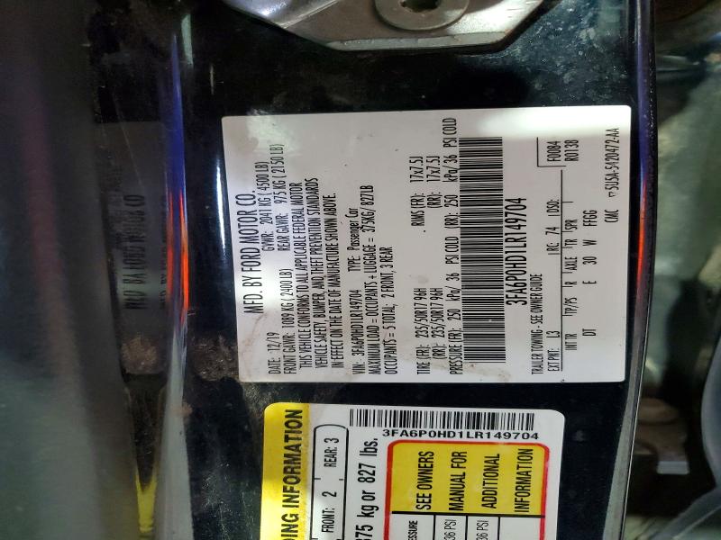 Aukcja sprzedaży 2020 Ford Fusion, vin: 3FA6P0HD1LR149704, numer aukcji: 57014336