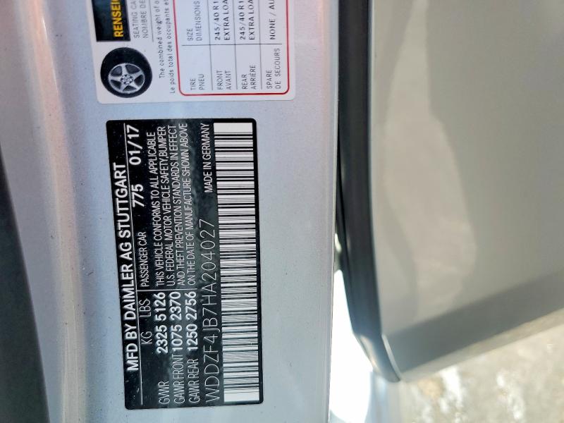 59130676 :رقم المزاد ، WDDZF4JB7HA204027 vin ، 2017 Mercedes-benz E مزاد بيع
