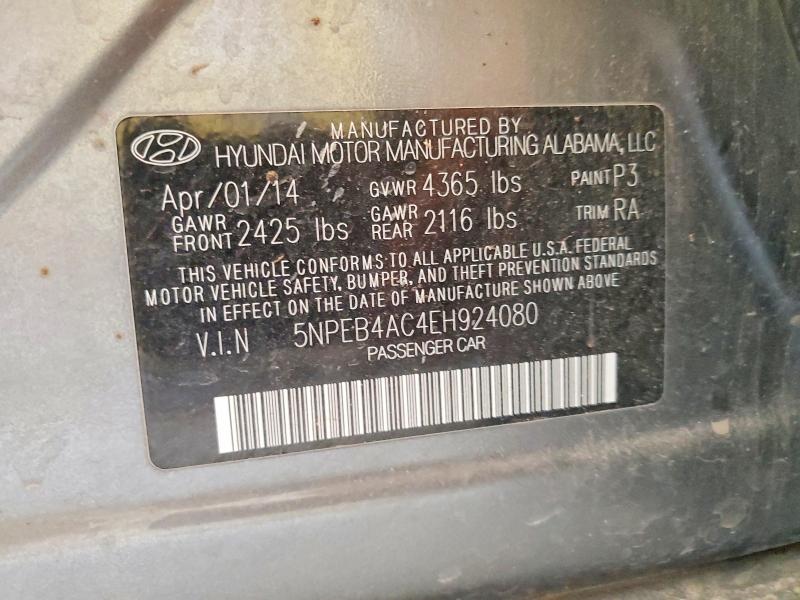 Продажа на аукционе авто 2014 Hyundai Sonata, vin: 5NPEB4AC4EH924080, номер лота: 57541496