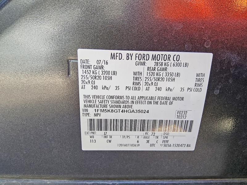 Продажа на аукционе авто 2017 Ford Explorer, vin: 1FM5K8GT4HGA35024, номер лота: 55413446