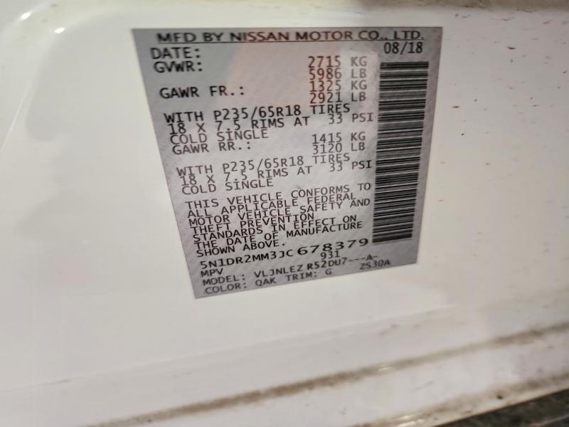 Aukcja sprzedaży 2018 Nissan Pathfinder, vin: 5N1DR2MM3JC678379, numer aukcji: 57918136