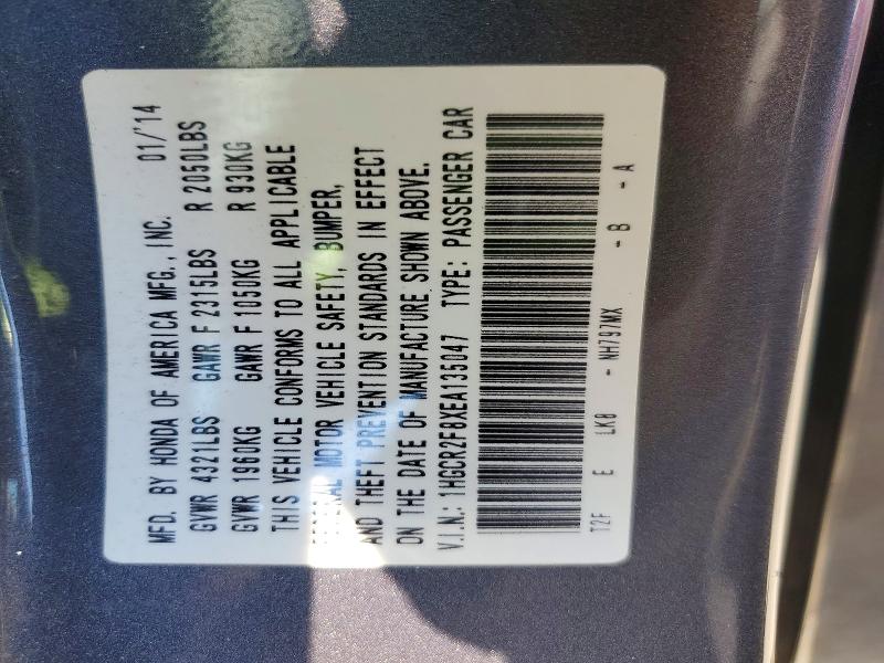 57711536 :رقم المزاد ، 1HGCR2F8XEA135047 vin ، 2014 Honda Accord مزاد بيع