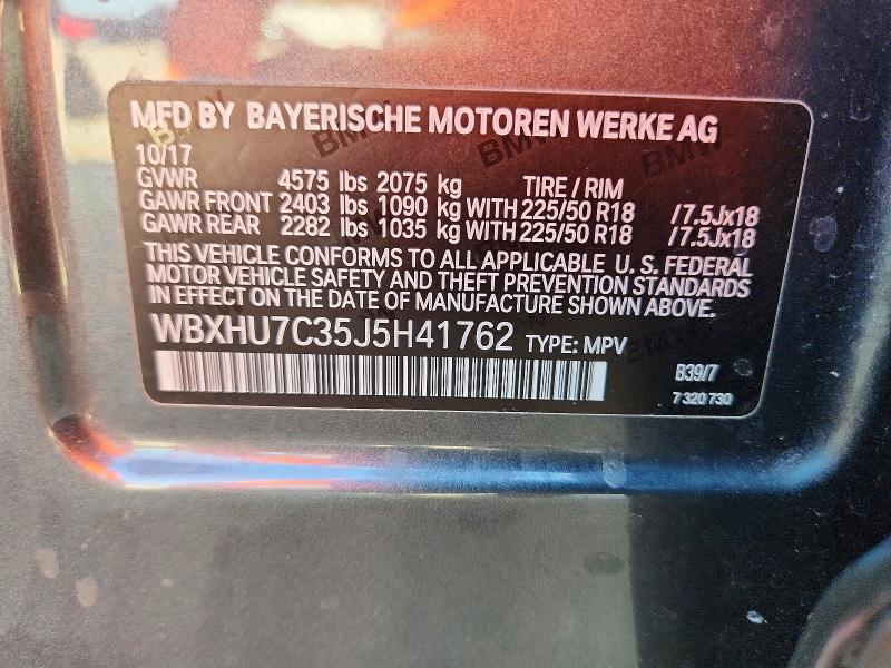 Aukcja sprzedaży 2018 Bmw X1, vin: WBXHU7C35J5H41762, numer aukcji: 58255036