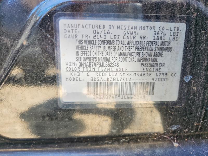 57660026 :رقم المزاد ، 3N1AB7AP9JL662248 vin ، 2018 Nissan Sentra مزاد بيع