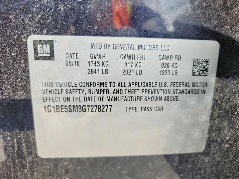 Продаж на аукціоні авто 2016 Chevrolet Cruze, vin: 1G1BE5SM3G7278277, номер лоту: 57407216