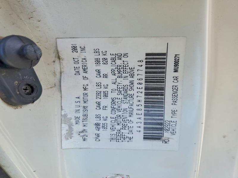 Aukcja sprzedaży 2002 Mitsubishi Eclipse, vin: 4A3AE85H72E067748, numer aukcji: 56079706