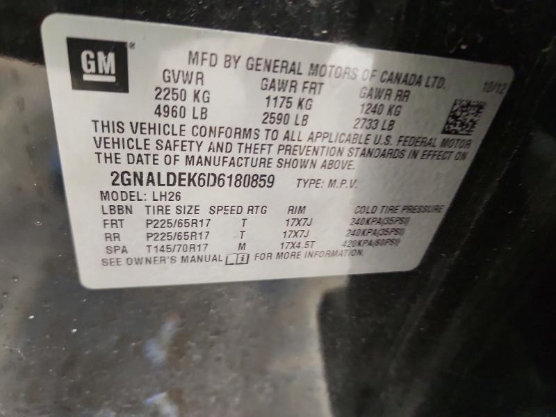 57398096 :رقم المزاد ، 2GNALDEK6D6180859 vin ، 2013 Chevrolet Equinox مزاد بيع