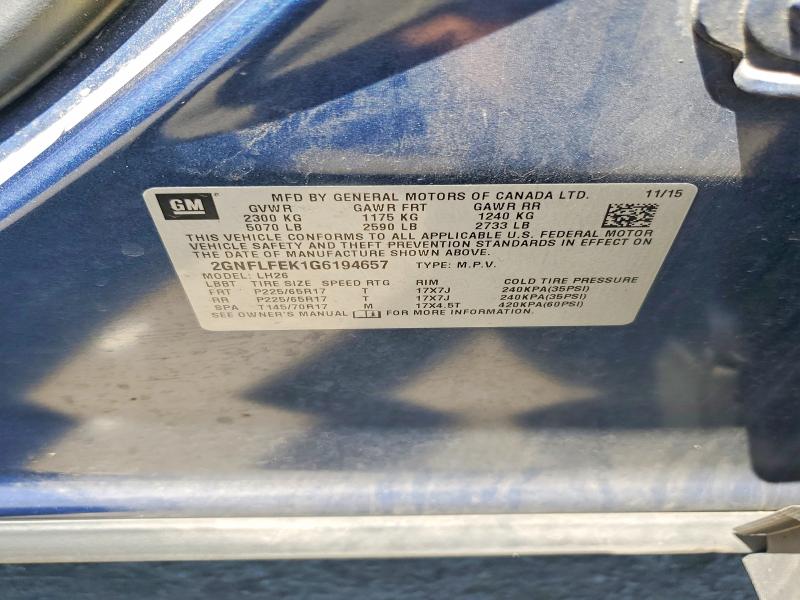 Продажа на аукционе авто 2016 Chevrolet Equinox, vin: 2GNFLFEK1G6194657, номер лота: 56208766