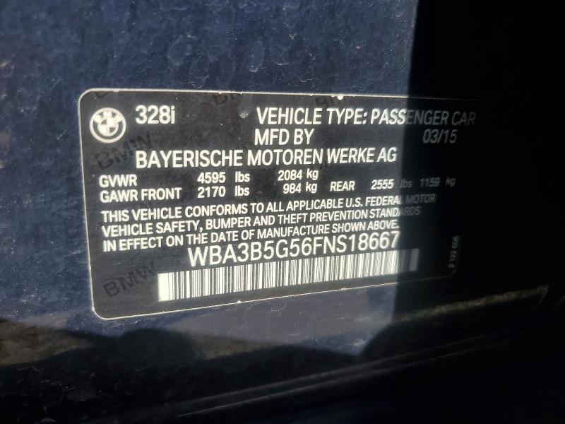2015 Bmw 328 მანქანა იყიდება აუქციონზე, vin: WBA3B5G56FNS18667, აუქციონის ნომერი: 55120246