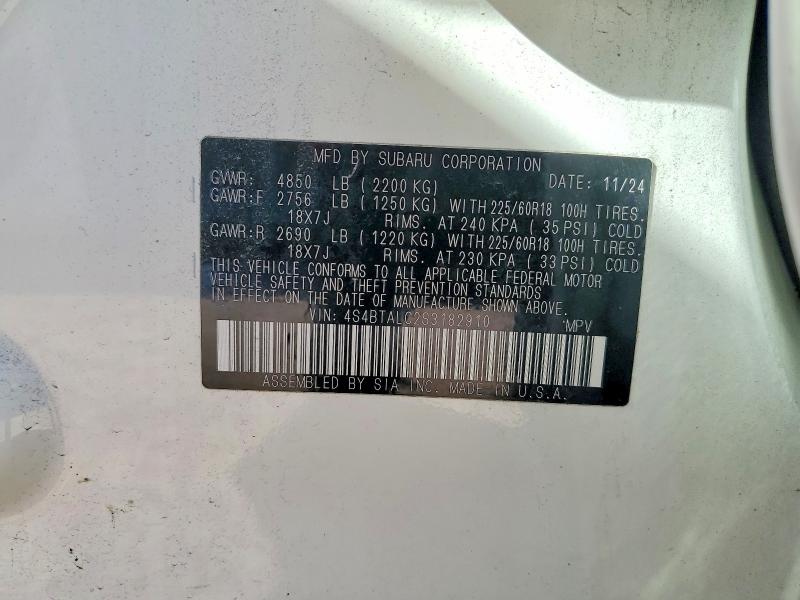 Aukcja sprzedaży 2025 Subaru Outback, vin: 4S4BTALC2S3182910, numer aukcji: 55300986