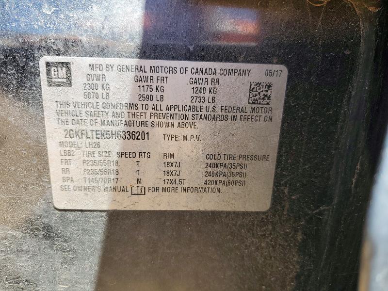 2017 Gmc Terrain მანქანა იყიდება აუქციონზე, vin: 2GKFLTEK5H6336201, აუქციონის ნომერი: 57267786