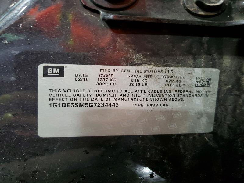 Продажа на аукционе авто 2016 Chevrolet Cruze, vin: 1G1BE5SM5G7234443, номер лота: 55610326