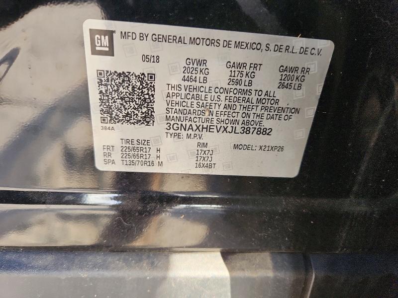 Продаж на аукціоні авто 2018 Chevrolet Equinox, vin: 3GNAXHEVXJL387882, номер лоту: 57210296