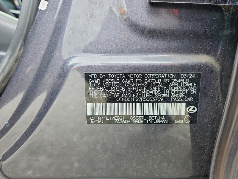 Продаж на аукціоні авто 2024 Lexus Is 300, vin: JTHB81F27R5053759, номер лоту: 59181256