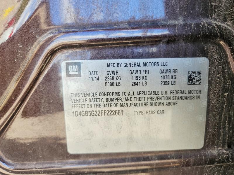Продажа на аукционе авто 2015 Buick Lacrosse, vin: 1G4GB5G32FF222661, номер лота: 58780536