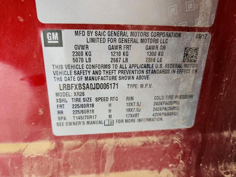 Aukcja sprzedaży 2018 Buick Envision, vin: LRBFXBSA0JD006171, numer aukcji: 56516386