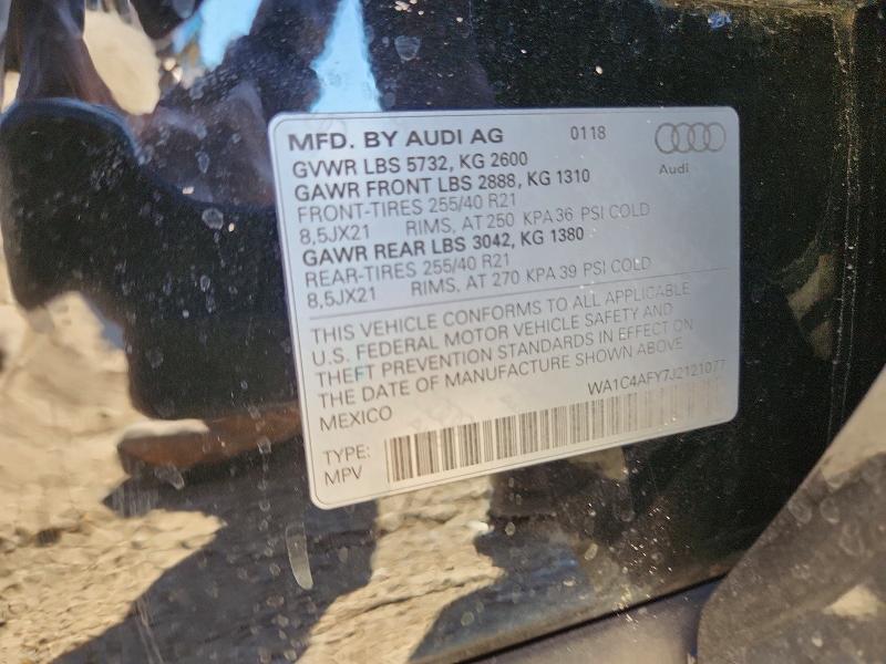 57747146 :رقم المزاد ، WA1C4AFY7J2121077 vin ، 2018 Audi Sq5 مزاد بيع