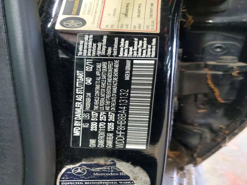 59309106 :رقم المزاد ، WDDHF8HB8BA413132 vin ، 2011 Mercedes-benz E مزاد بيع