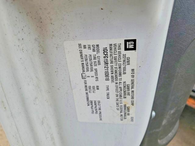 2002 Chevrolet Express მანქანა იყიდება აუქციონზე, vin: 1GCFG15R121183618, აუქციონის ნომერი: 58105626