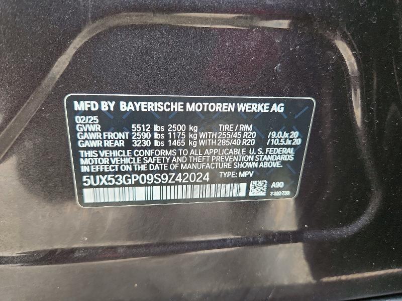 50948086 :رقم المزاد ، 5UX53GP09S9Z42024 vin ، 2025 Bmw X3 مزاد بيع